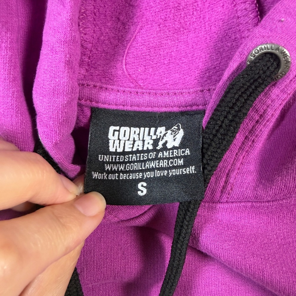 Gorilla Wear Sleeveless Hoodie Women Small Purple Logo Gym Training Workout - Picture 4 of 6
